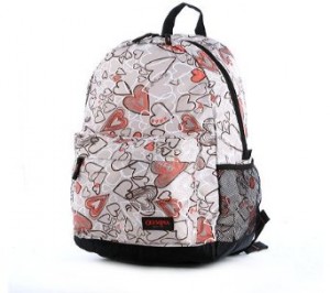Beige and pink Heart Backpack by Olympia Bravo