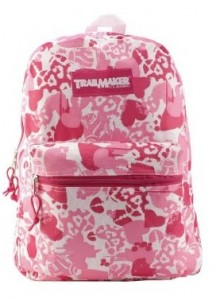Pink and White Trailmaker girly girl heart backpack