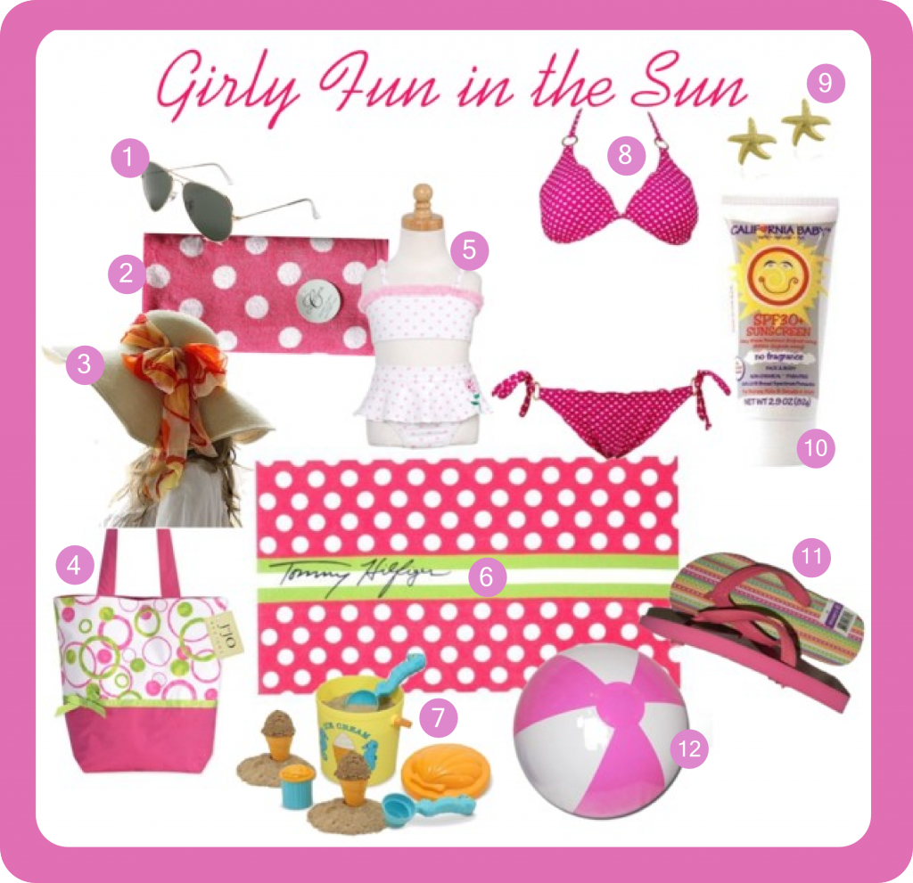 Girls Beach Wear: Pink Bikini Polka Dots swimsuit swimwear beachwear girly