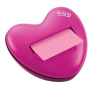 Girly office work desk accessories: Pink Heart postit dispenser