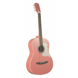 Pink Guitar with White and Gold Decoration by Johnson