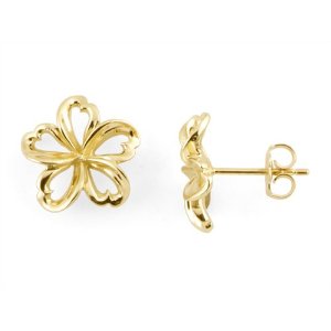 Gold plumeria earrings