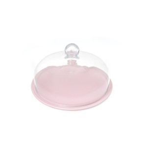 Stylish and elegant Pink cake plate with glass dome