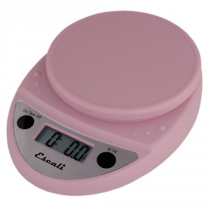 Pink kitchen equipment: pink weighing scales