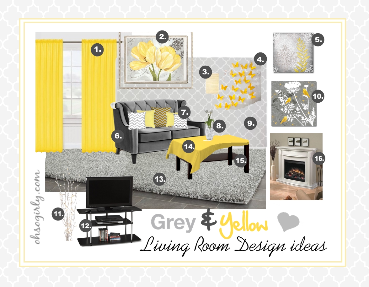 Yellow And Grey Living Room Design Idea Oh So Girly