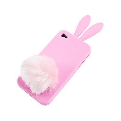 cute & girly pink bunny rabbit with cotton tail iphone case and stand