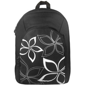 Black Trendy Contemporary Floral Backpack