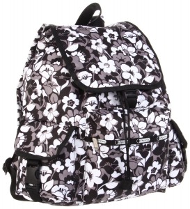 Black and white floral backpack by Lesportsac