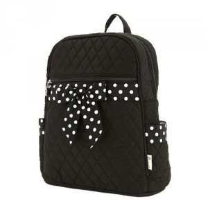 Black & black and white polka dot ribbon bow backpack