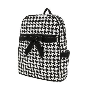 Black and White Houndstooth pattern and black bow backpack