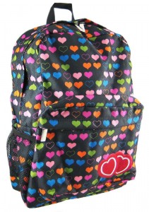 Girls Black and Rainbow Hearts Backpack