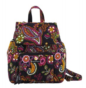 Black floral backpack for women