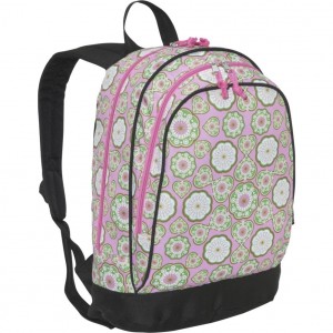Stylized Flowers and Hearts Pink Backpack