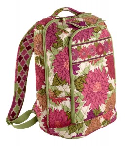 White, Green & Red floral laptop backpack bag by Vera Bradley
