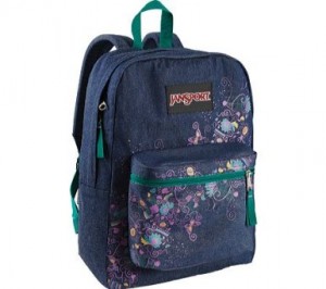 Blue Denim and flowers floral backpack by JanSport