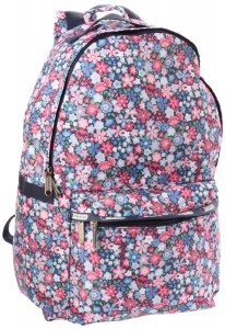 Blue and Red Floral Backpack - delicate flower pattern by Lesportsac