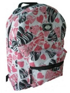 Pink, white and black hearts knapsack by Dickies