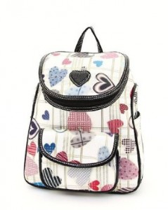Cute Girly Girls White and Scattered Hearts Backpack