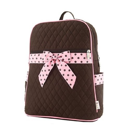 black and pink polka dot bow backpack