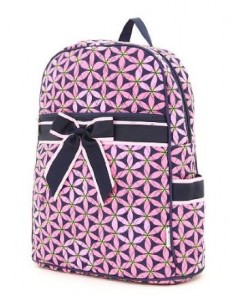 Pink Floral Pattern with Black bow backpack