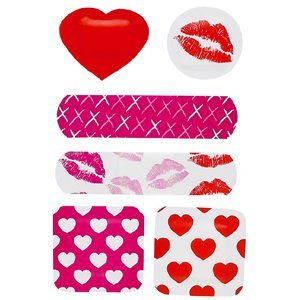 Pink and Red Romantic hearts and lips pattern bandaids