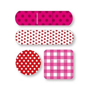 Pink Cute bandaids for girly women - polka dot, gingham and heart pattern