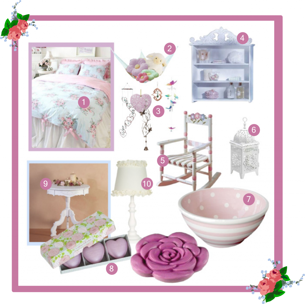 Shabby Chic Girls Bedroom design / decor ideas : pink , baby blue & white