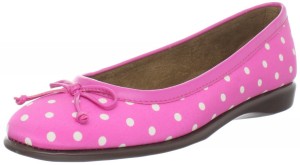 Pink polka dot ballet flat shoes with bow