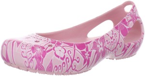 White & pink Floral Ballet flat crocs - Kadee Floral Print