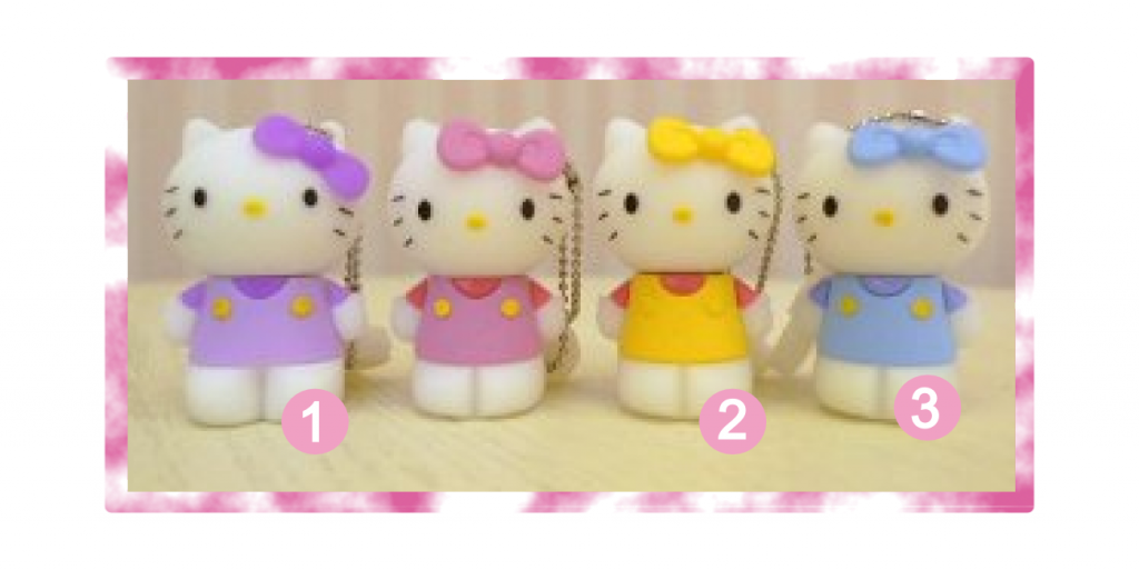 Purple, Yellow & Blue Hello Kitty USB flash drives