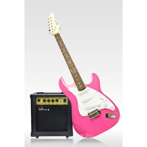 White & Hot Pink Electric Guitar