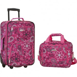 Pink floral luggage by Rockland