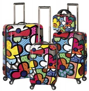 Contemporary art floral luggage designed by Romero Britto, made by Heys USA