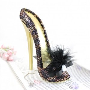 Black stiletto high heel shoe phone holder