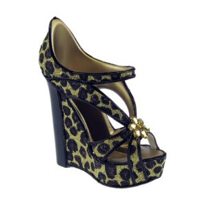 Leopard print wedge sandal shoe phone holder