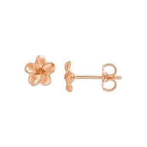Rose gold plumeria earrings 
