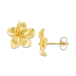 Gold plumeria earrings