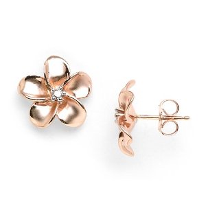 Rose gold plumeria earrings
