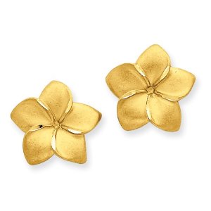Gold Plumeria / Frangipani Earrings