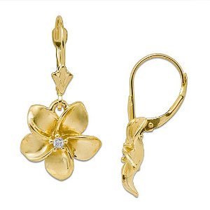 Gold plumeria earrings