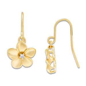 Dangling plumeria gold earrings