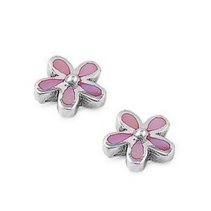 Pink plumeria earrings