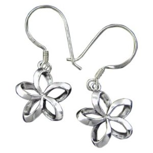 One flower silver plumeria earrings