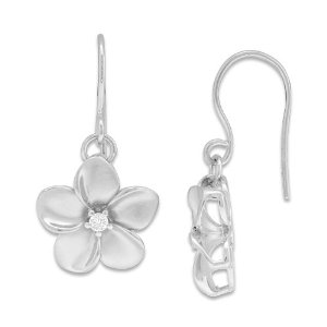 Dangling Silver plumeria earrings