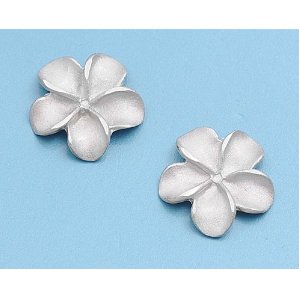 Silver stud plumeria earrings 