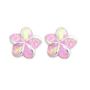 Pink opal plumeria earrings
