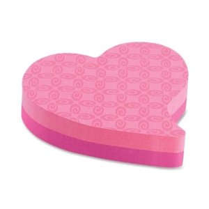 Pink heart-shaped post-it notes