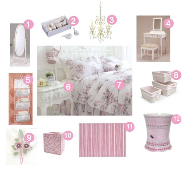 Girly Girls bedroom: White & Pink Shabby Chic Bedroom decor
