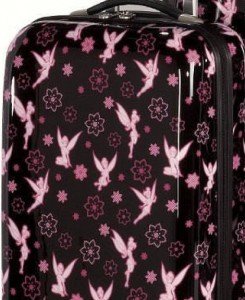 Close-up of Tinkerbell pattern on suitcase