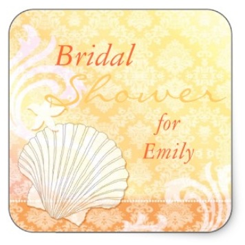 Bridal Shower envelope seals - Yellow and orange Beach Bridal Shower Theme